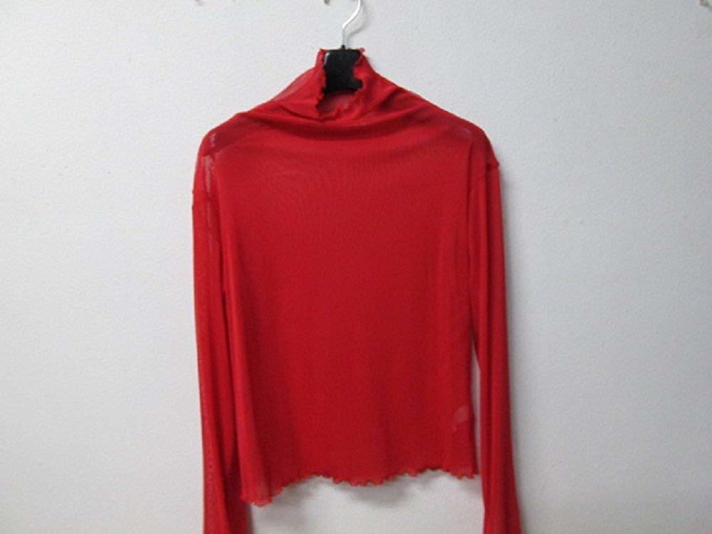 新品◎社交ダンストップス ◎パワーネット★レッド 赤 重ね カットカットソー レッド 合わせやすい 普段のインナーにも拍卖