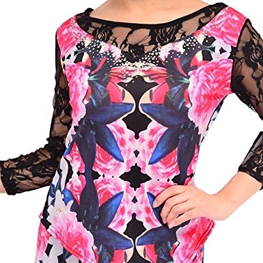 新品◎社交ダンストップス ◎プリントが 素敵 普段にも拍卖