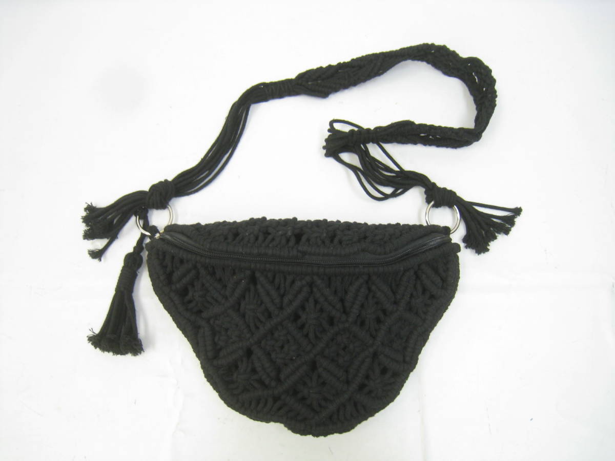 OZOC オゾック かぎ編み フリンジ ショルダーバッグ ブラック 黒 拍卖