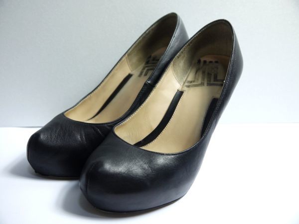 ランセル LANCEL パンプス 黒 24..0cm 日本製 Q536-75拍卖
