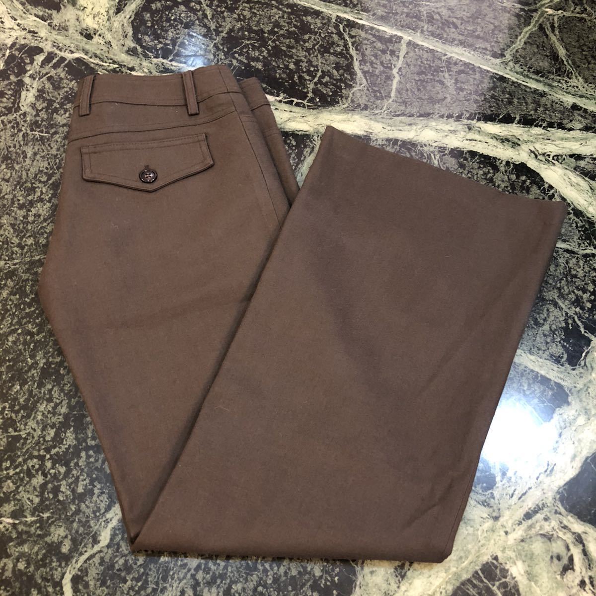 【美品】KNOW BEANS★ノウビーンズ ワイドパンツ レディースパンツ 38サイズ ブラウン系 毛拍卖