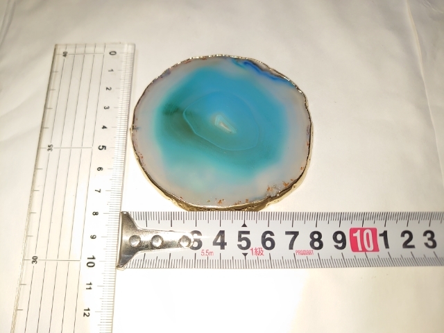 金縁 カラーストーン コースター 薄水色 現品限り拍卖