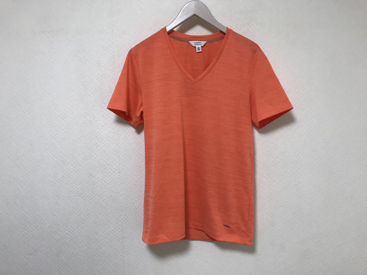 新品未使用本物カルバンクラインCalvinKleinストレッチVネック半袖TシャツメンズピンクM拍卖