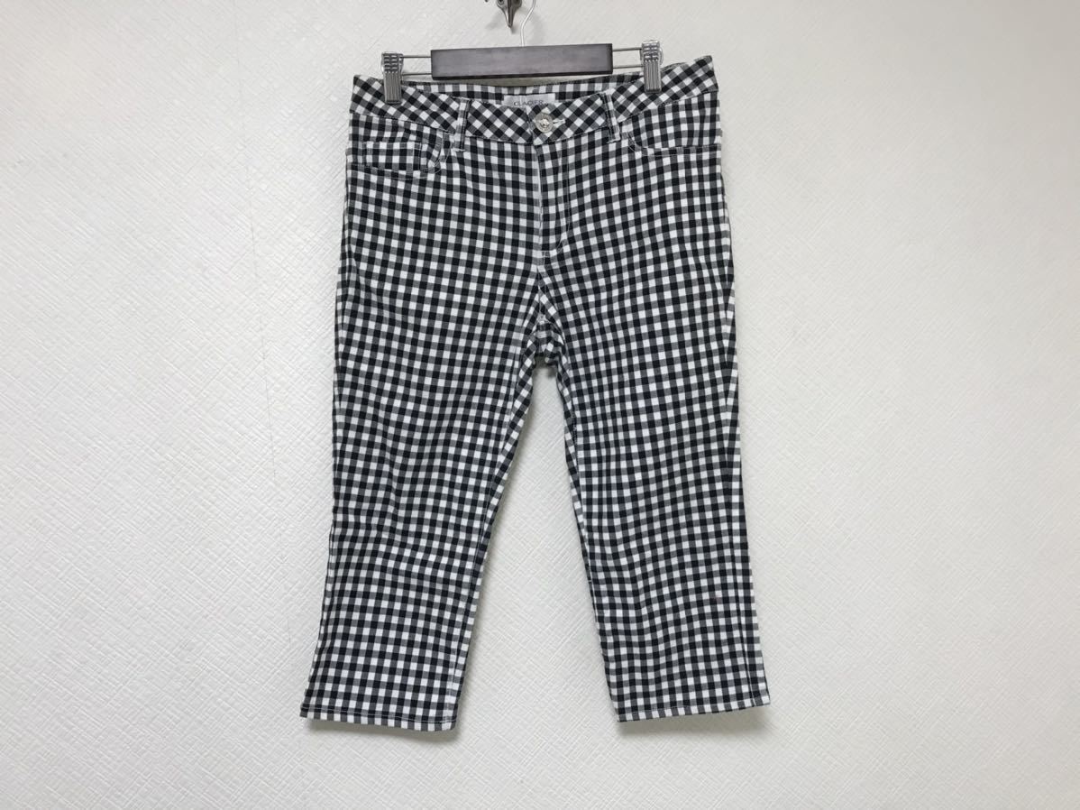 本物グラシアGLACIERコットンストレッチチェック柄7部丈パンツLメンズビジネス白ホワイト黒ブラック拍卖