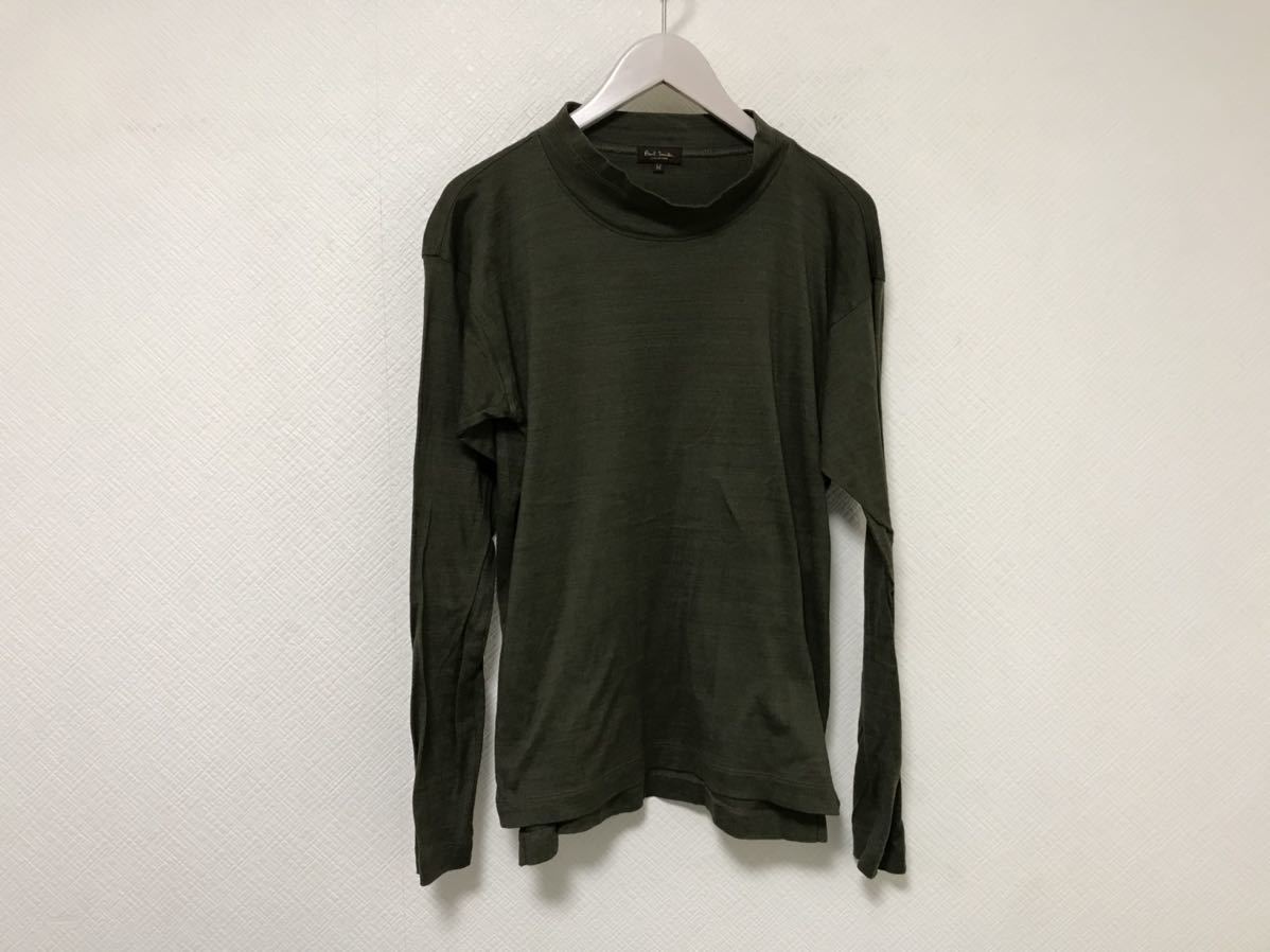 本物ポールスミスコレクションPaulSmithコットンハイネックロング長袖TシャツメンズカーキスーツビジネスM日本製拍卖