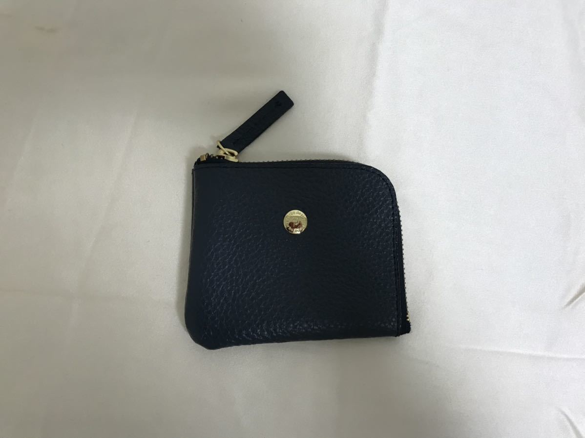 美品本物フルボFURBO本革レザーL字ファスナー折り財布サイフ札入れメンズ青ブルーコインケースミニ財布拍卖