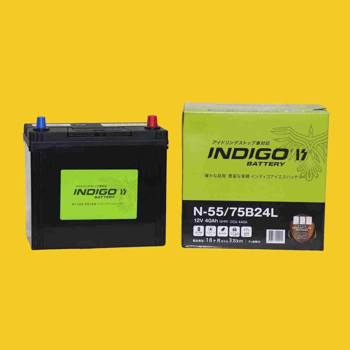 【インディゴバッテリー】N-55/75B24L ウィッシュ ('03~) DBA-ZGE25W 互換:46B24L,N-55 アイドリングストップ車対応 新品 保証付 即納拍卖