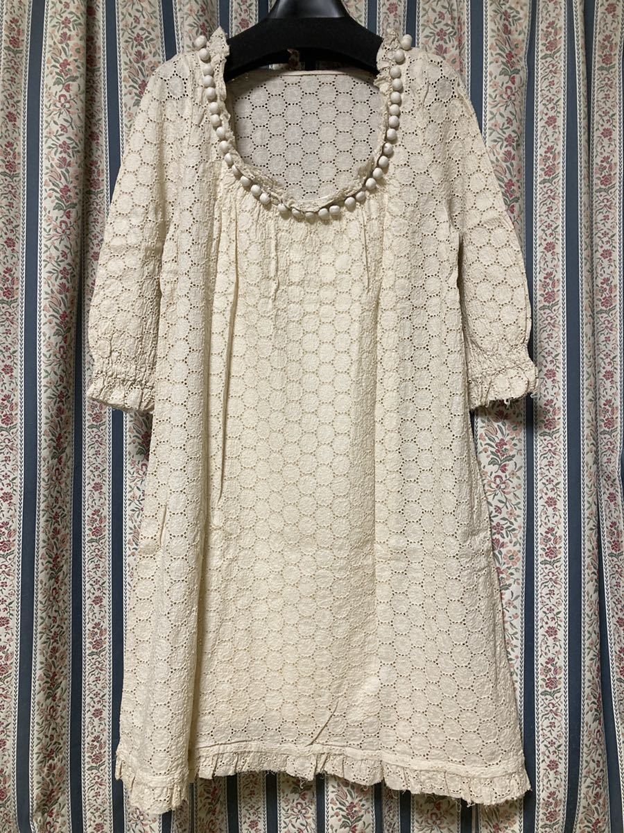 ヒステリックグラマー エンブロイダリーレースコットンワンピース ドレス 総レース インナードレス付拍卖