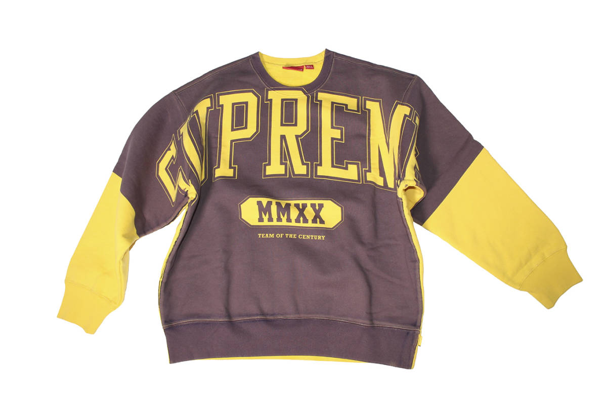 SUPREME OVERPRINT CREWNECK BROWN SIZE M拍卖