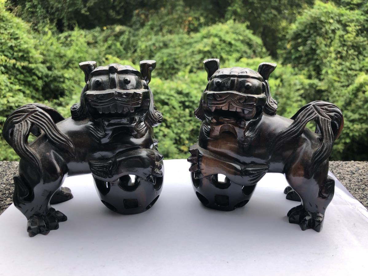 唐木の獅子の木彫一 中国拍卖