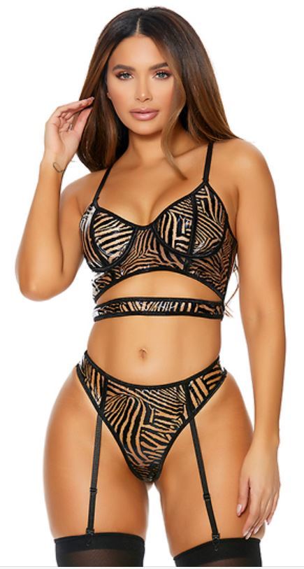 ゼブラリント クリアービニール ブラ、ショーツセット XL 2拍卖