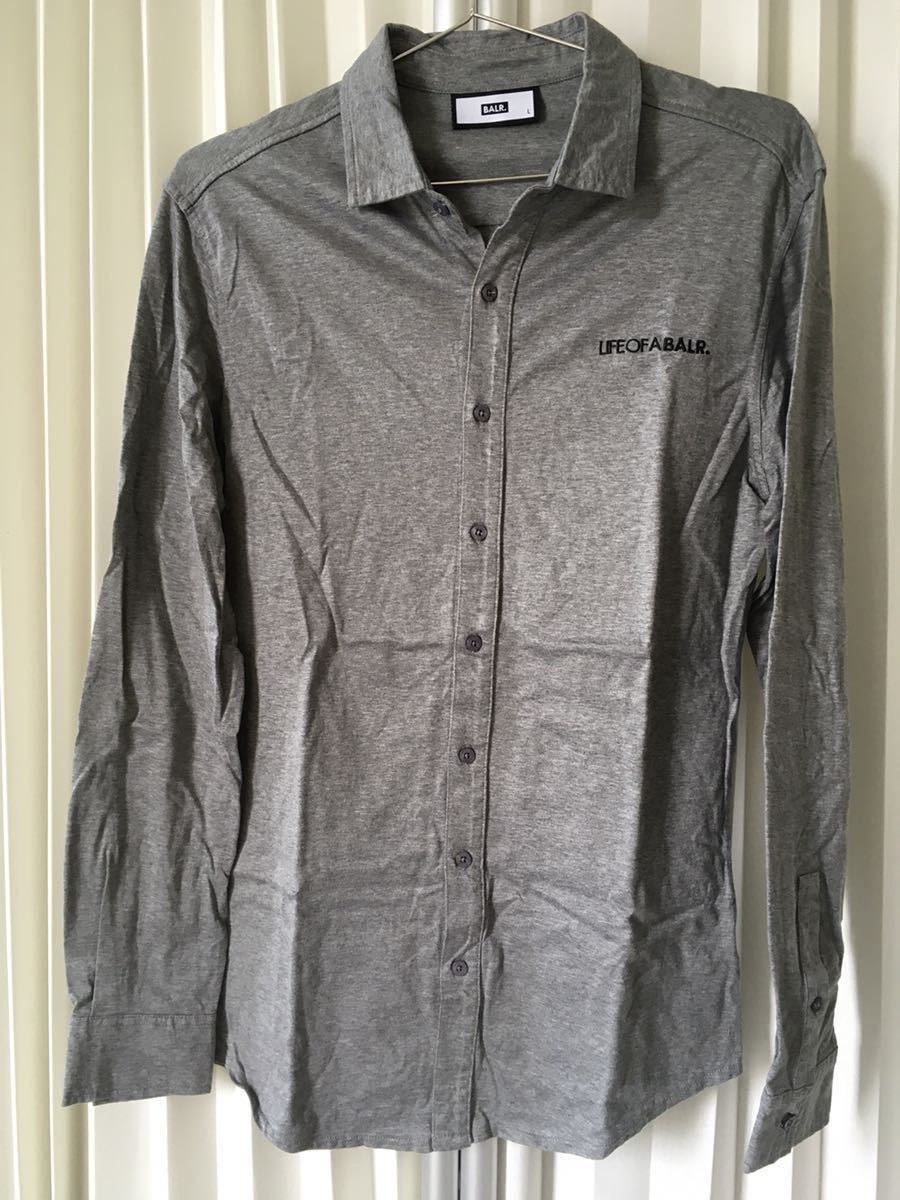 ボーラー BALR. 長袖ボタンシャツ LIFE OF A BALR. グレー 灰色 L拍卖