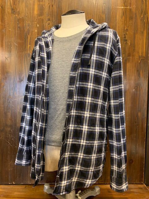 J I758 メンズ パーカー DIESEL ディーゼル ブルー チェック 柄 シャツ ブルゾン ジップアップ 薄手 小さいサイズ 春 秋 / S拍卖