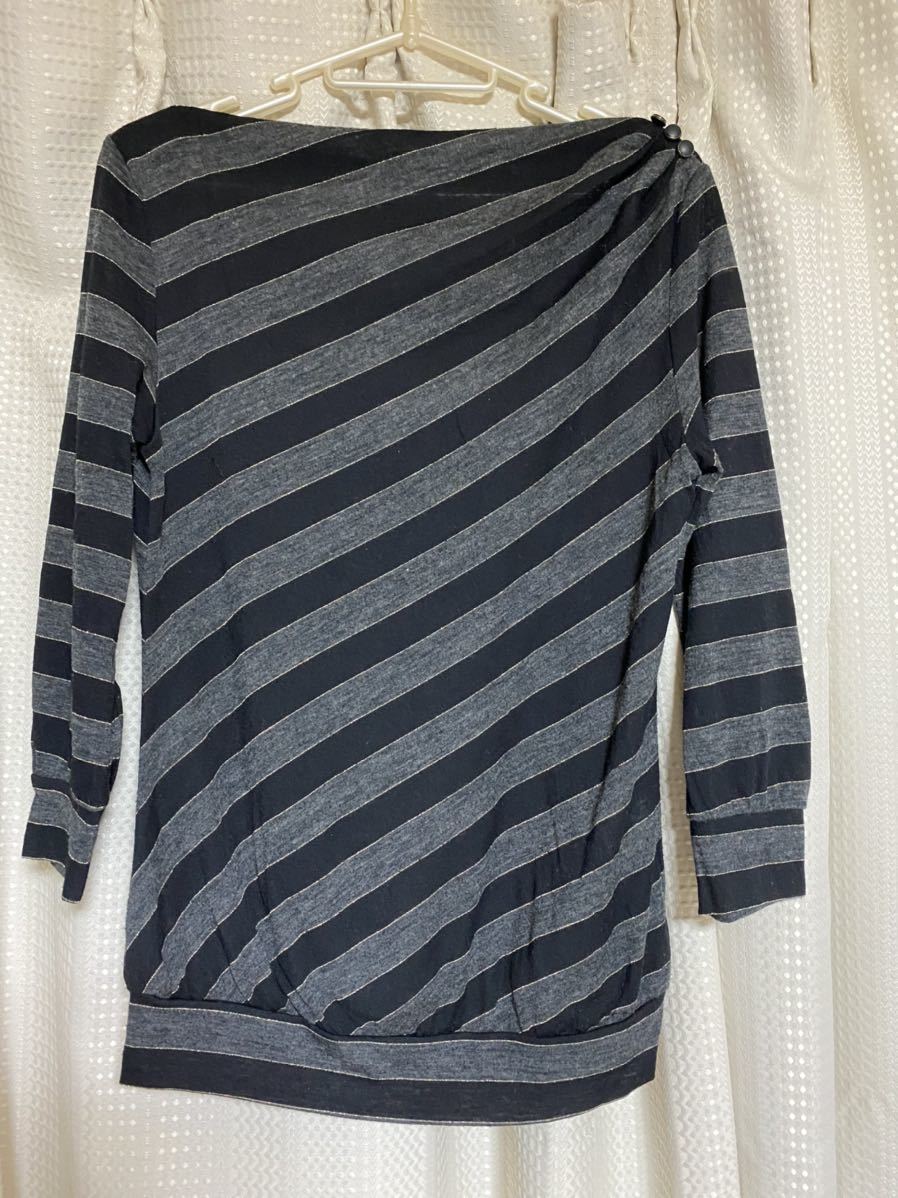 アバハウス Rougevif斜めボーダーカットソー美品ルージュヴィフ拍卖