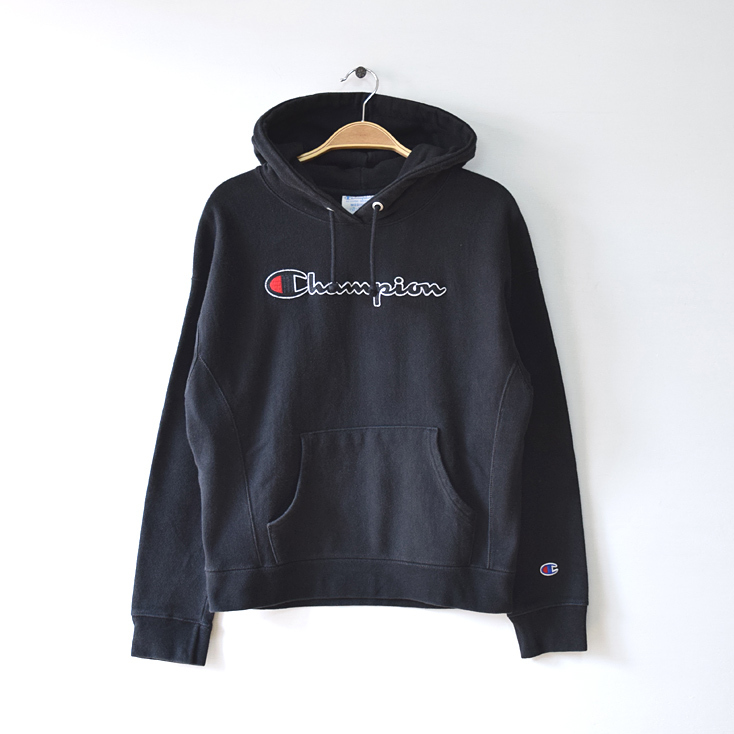 【送料無料】チャンピオン リバースウィーブパーカ チャンピオンロゴ 黒色 ブラック サイズM ウィメンズ Champion 単色タグ復刻 CG0078拍卖