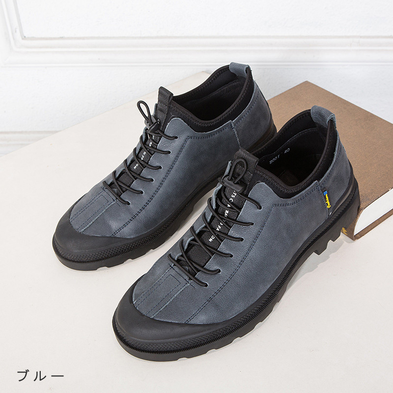 スニーカー ブルー 25cm レザー 運動靴 EEE 通勤 通気性 豚革インソール レザー 本革 カジュアルシューズ 8001拍卖