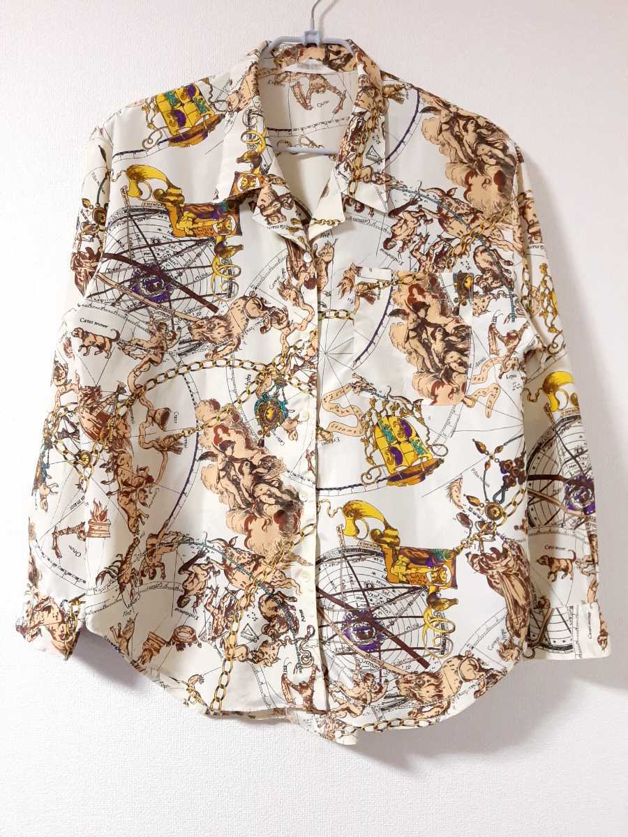 スカーフバブリー柄 派手 総柄シャツ レトロ ヴィンテージ ビッグオーバーサイズ 古着拍卖