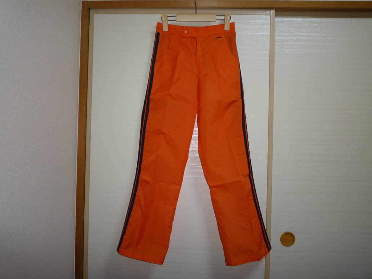 アディダス 80’sビンテージナイロンパンツ橙×黒 Mサイズ拍卖