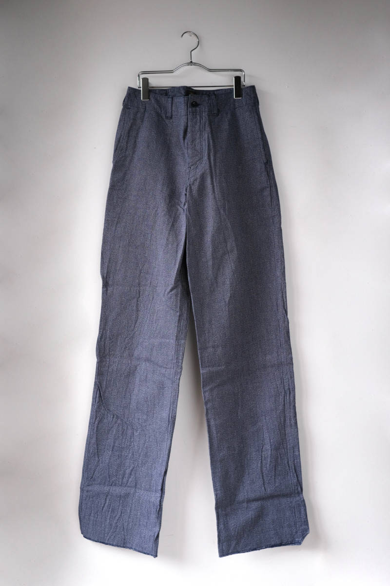 ジャンゴ アトゥール (DJANGO ATOUR ) ファーマーズ ワイドパンツ Sサイズ 杢ストライプ ネイビー拍卖