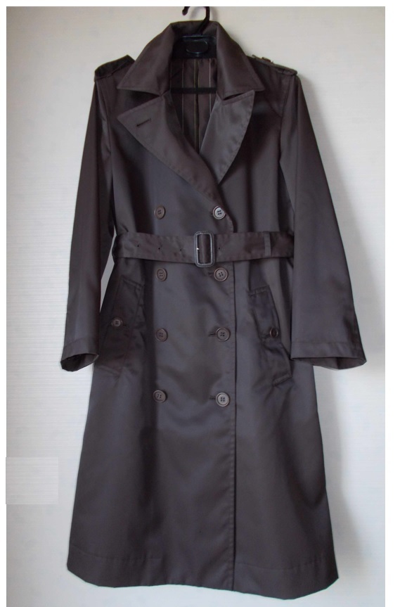 COUPLES レディース トレンチ コート レインコート ベルト付 ひざ下 長袖 茶拍卖