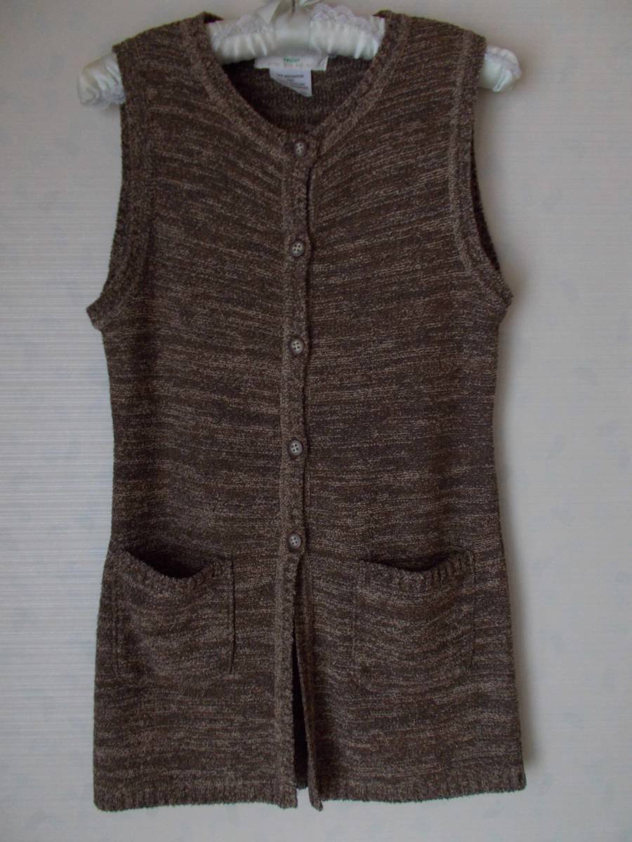 GRACE BARNES tricot グレースバーンズ レディース 袖無し ロング丈 ノースリーブ カーディガン 茶系拍卖
