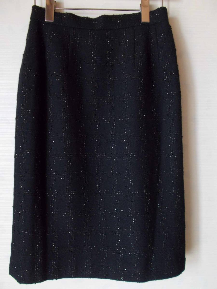 オンワード樫山 ESAV レディース タイト スカート 正装 ひざ丈 黒x金 Lサイズ拍卖
