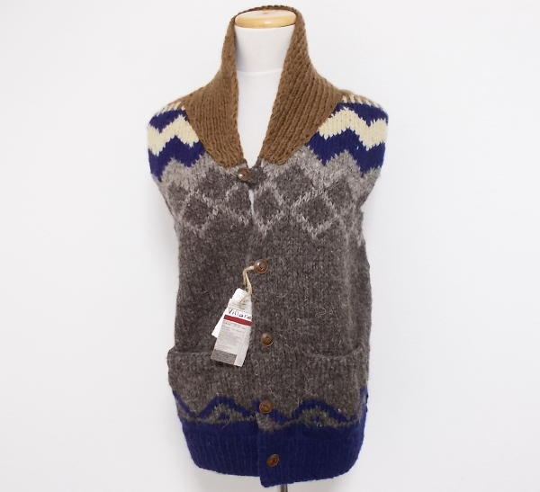 新品★Villaret★ローズバッド★ニットベスト★ネパール★ショールカラー★ニットジレ★M拍卖