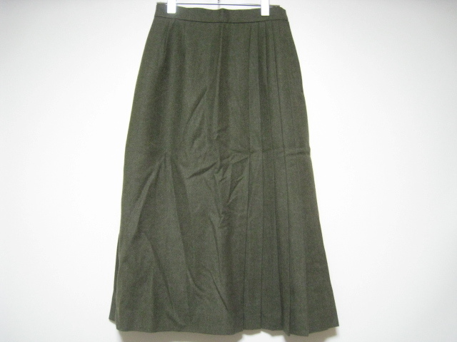 ville d'azur9 ビルダジュール ワールド ボトムス スカート ロング丈 ファスナー 毛100% カーキ 拍卖