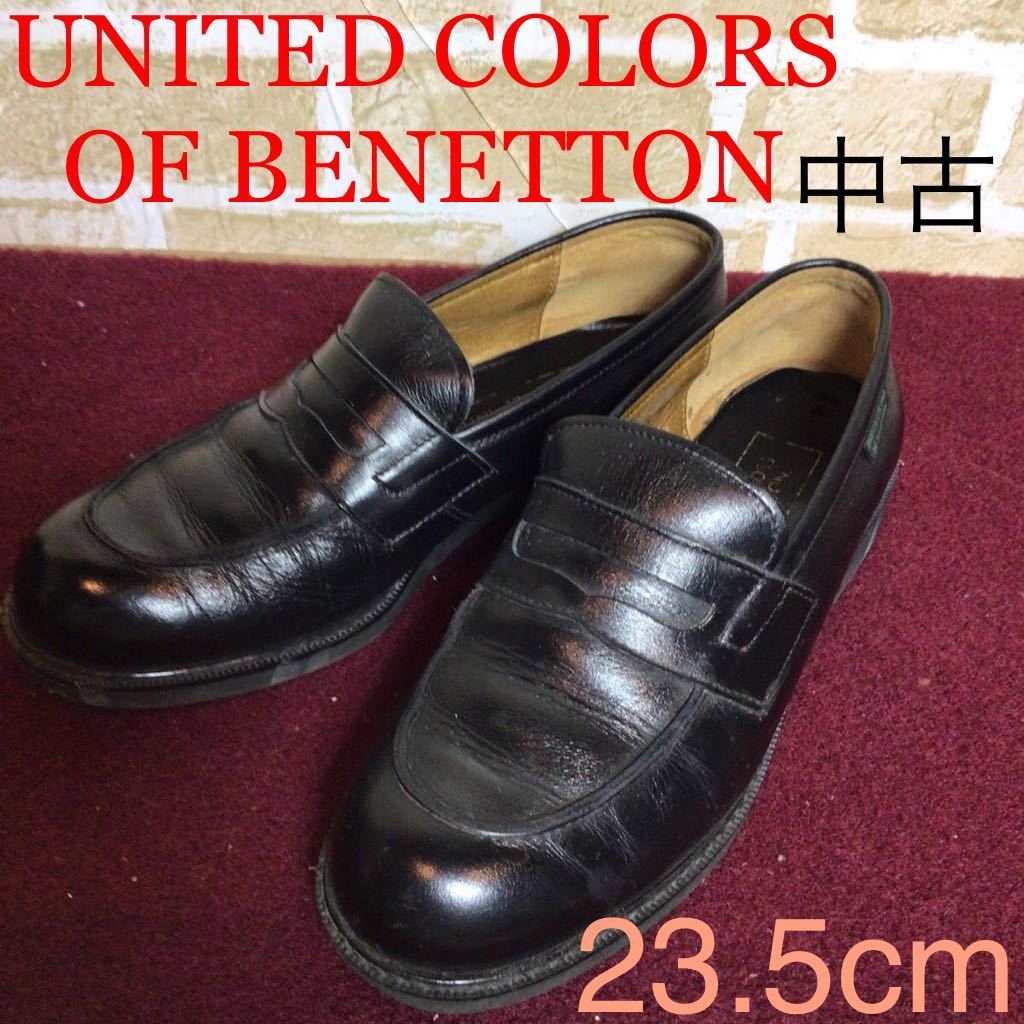 【売り切り!送料無料!】A-150 UNITED COLORS OF BENETTON!ベネトン!ローファー!23.5cm!黒!中学生!高校生!制服!冠婚葬祭!フォーマル!中古!拍卖