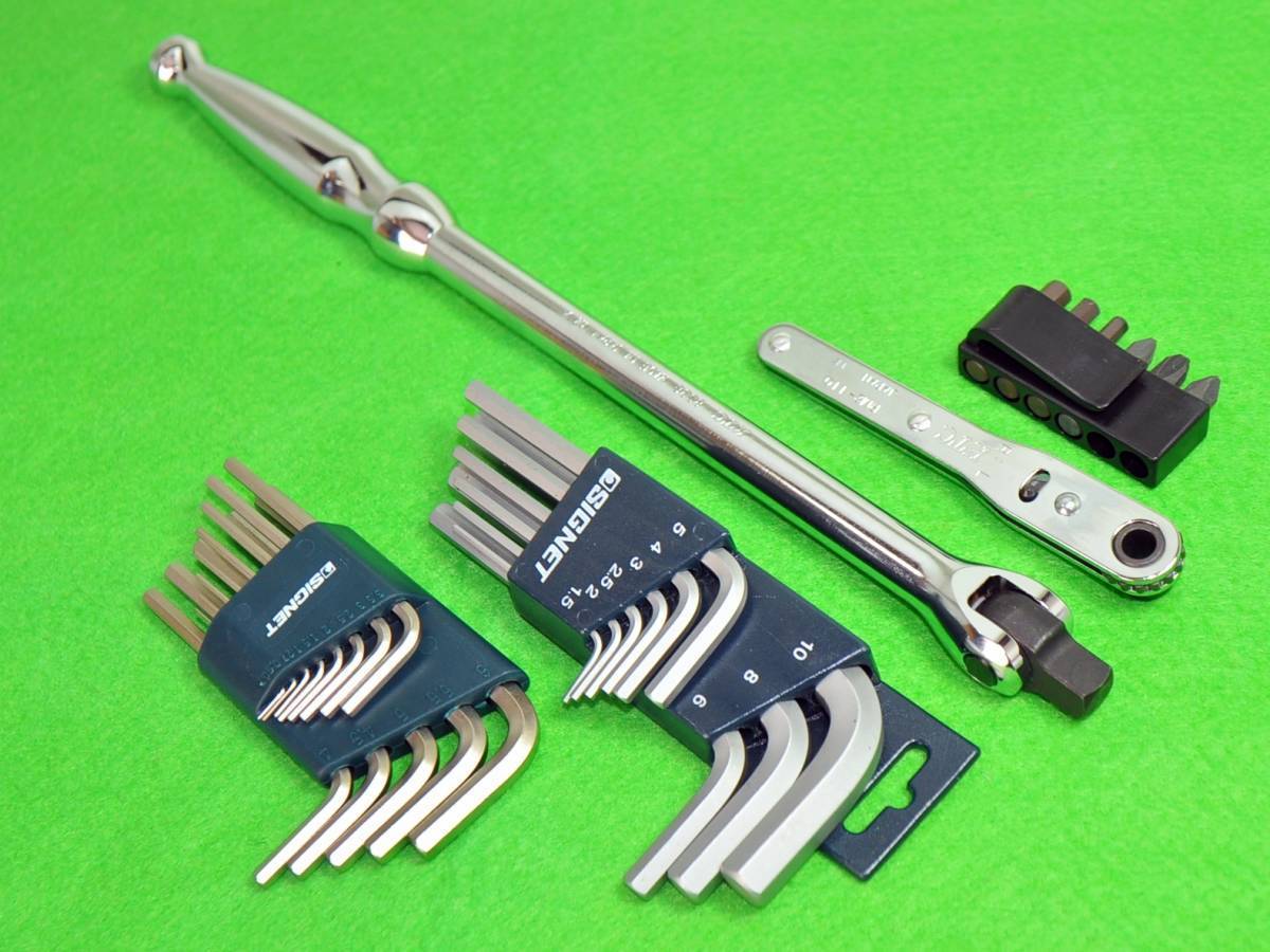 ▲SIGNET 六角レンチ ショート 極短 KTC 9.5sq スピンナハンドル BS3E 板ラチェット TMDB8 セット●シグネット スピンナーハンドル ♪拍卖