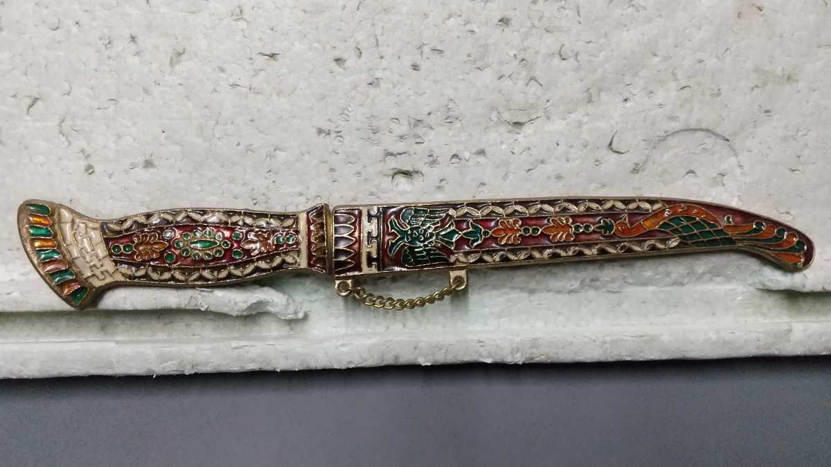 七宝焼き ナイフ 銅製 古い アンティーク 七宝焼きナイフ拍卖