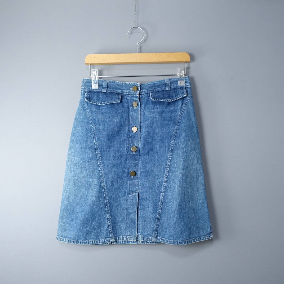 JILLSTUART/ジルスチュアート/2/デニム ボタンフライスカート/ブルー青(レディースS相当)拍卖