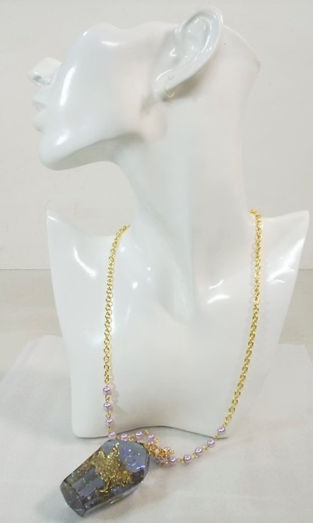 ★ファッションジュエリー ネックレス 透明ガラス  ペガサス ビーズ チェーン  63cm★未使用★送料無料!③拍卖