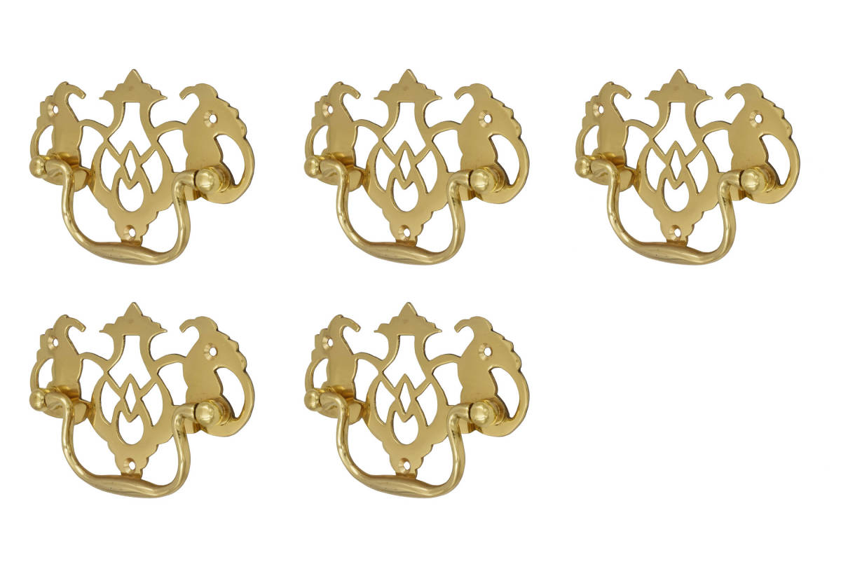 真鍮製取っ手 5個 コウモリ 透かし 箪笥 タンス拍卖