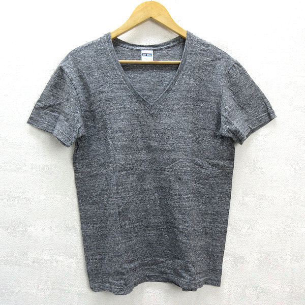 n■日本製■シップス/SHIPS JET BLUE VネックTシャツ【L】灰/MENS/87【中古】拍卖