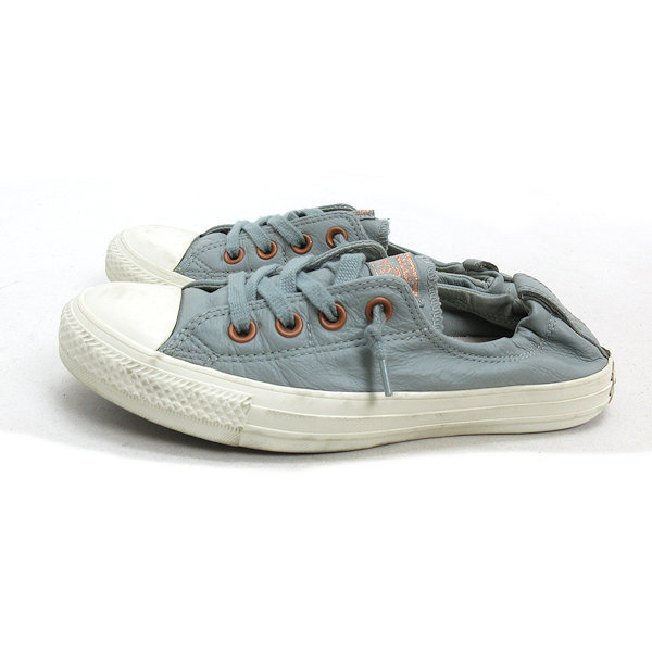 y■【24.5cm】コンバース/CONVERSE ALLSTAR LOWフェイクレザースニーカー■灰系LADIES/63【中古】拍卖