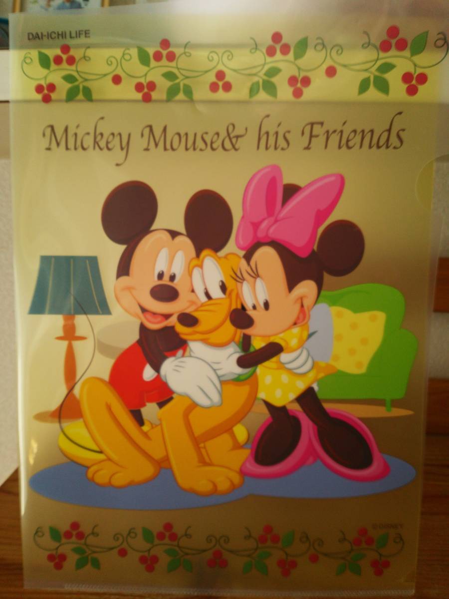 A4 クリアファイル ミッキーマウス ミニーマウス 第一生命 透明の薄い黄色拍卖