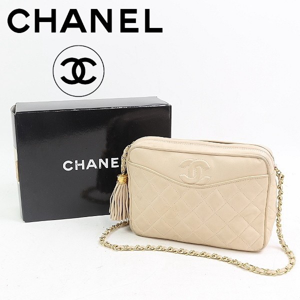 ヴィンテージ●CHANEL / シャネル マトラッセ ココ ラムスキン レザー ゴールドチェーン フリンジ タッセル ショルダーバッグ拍卖