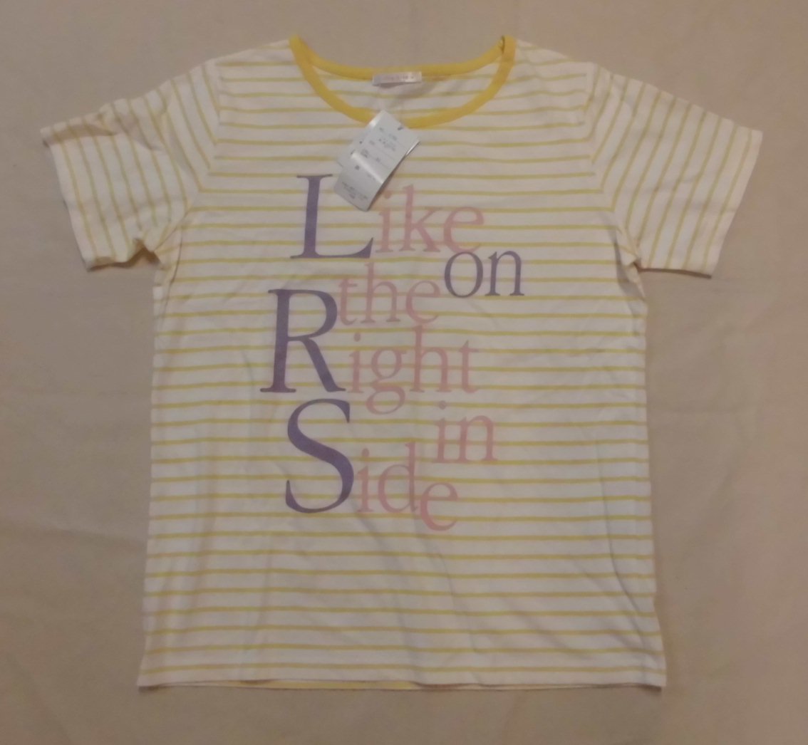 レディースカットソー 半袖 リンガーデザイン ボーダープリント 綿100%拍卖