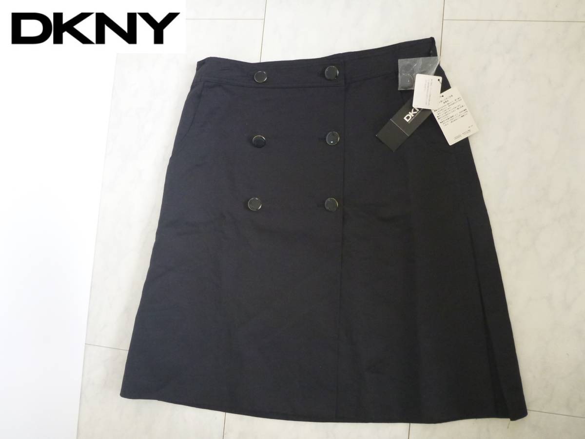 3.4万 新品 DKNY ダナキャランニューヨーク★黒 ブラック 台形スカート 12 XL相当 大きめ拍卖