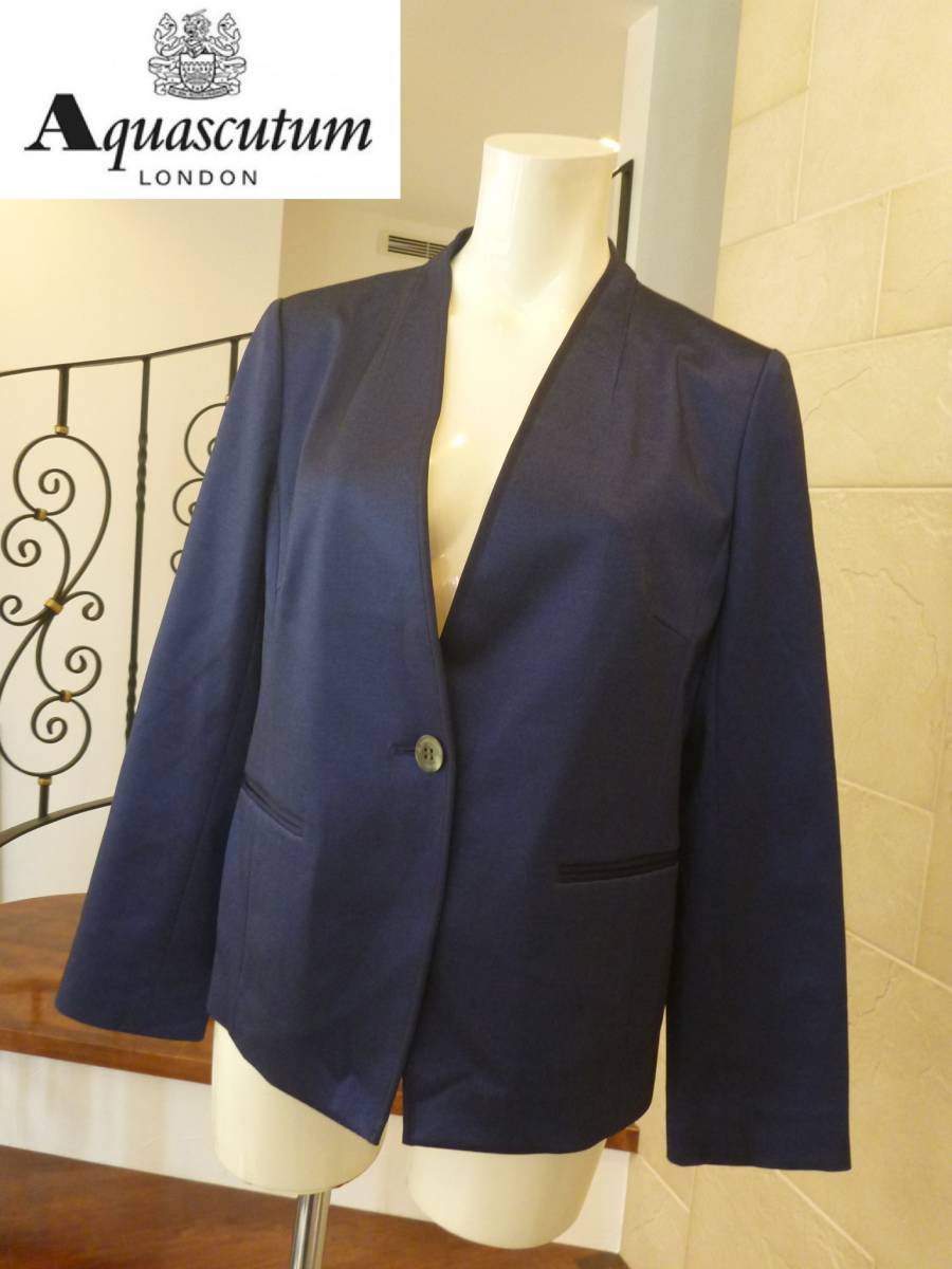 8万 超美品 Aquascutum アクアスキュータム 紺 ネイビー ジャケット 10 L相当拍卖