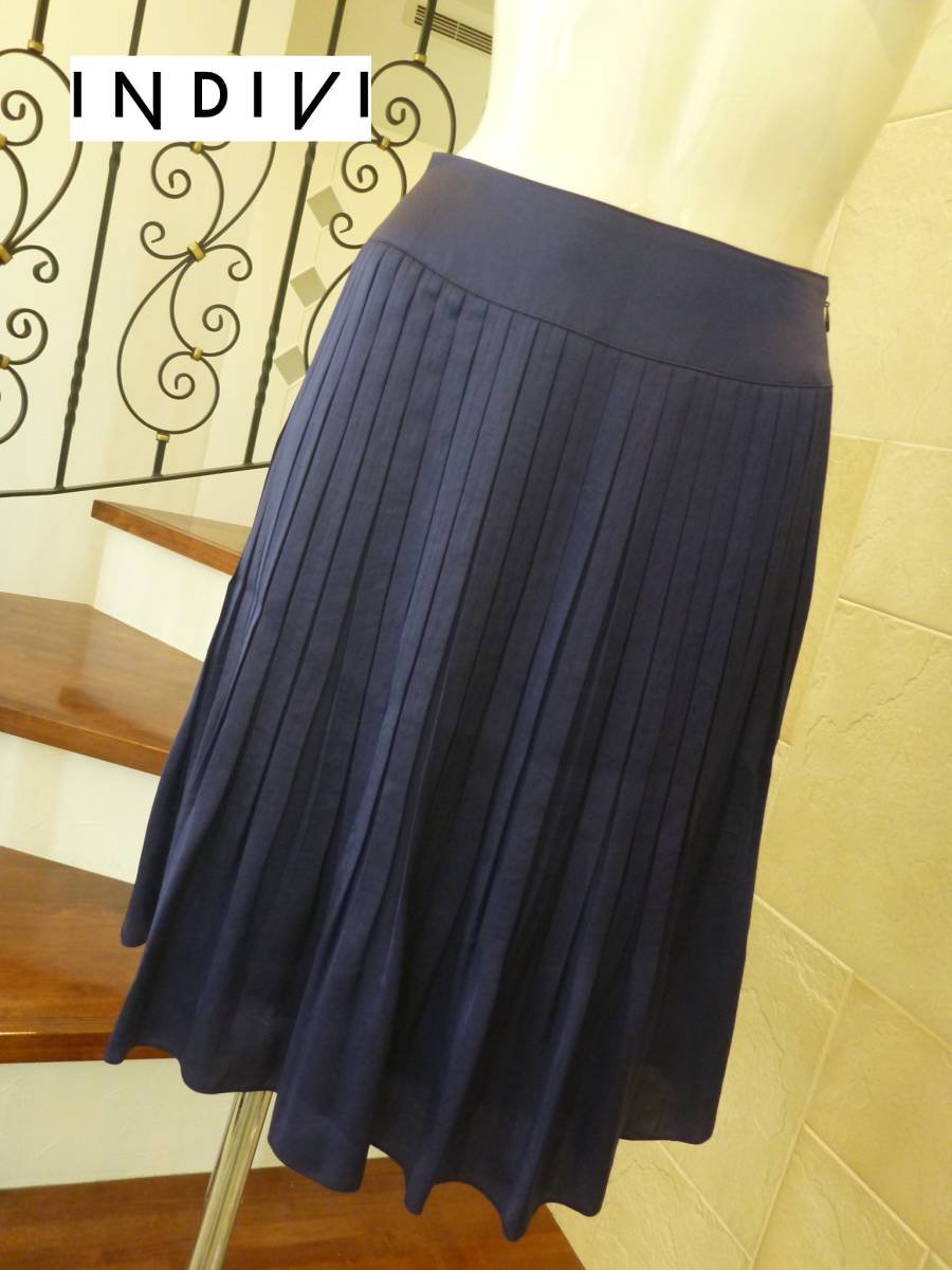 1.5万 美品 INDIVI インディヴィ インディビ ★パープル系 プリーツスカート 36 S相当拍卖