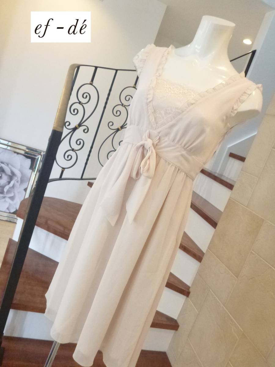 3.8万 美品 ef-de エフデ ★ アイボリー ワンピース 7 S相当拍卖