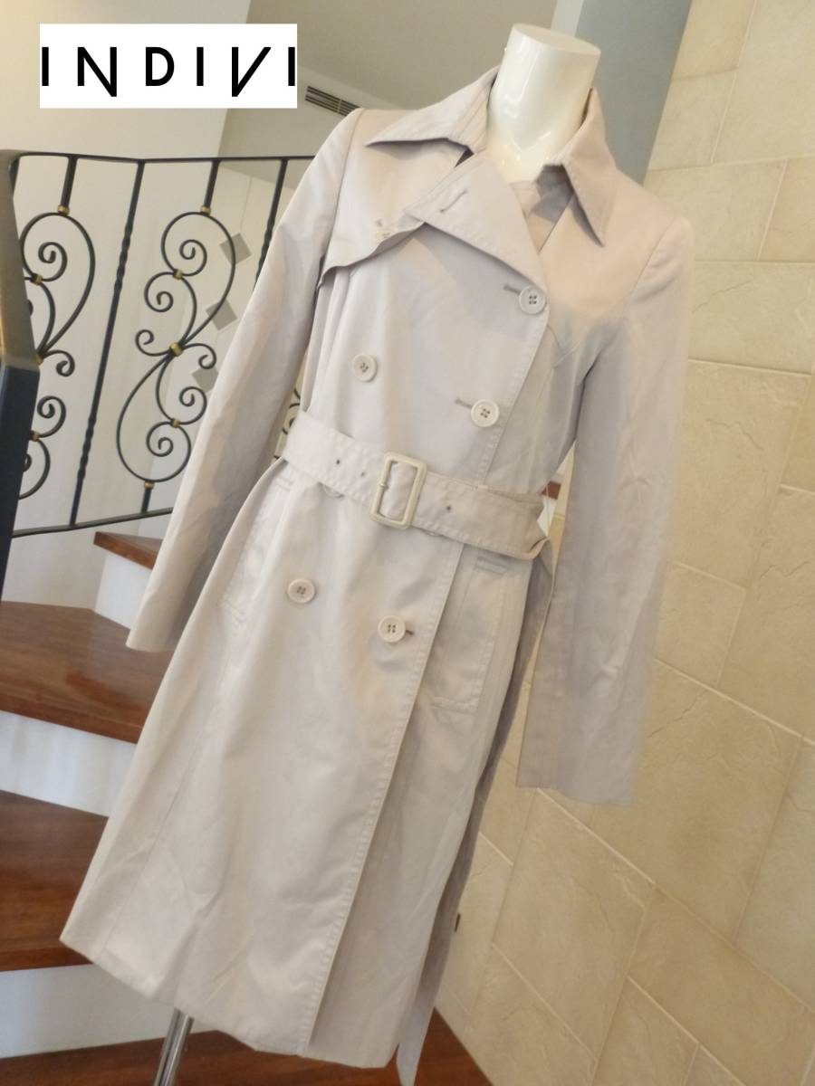 5万 美品 INDIVI インディヴィ インディビ ★ ベージュ トレンチコート 38 M相当拍卖