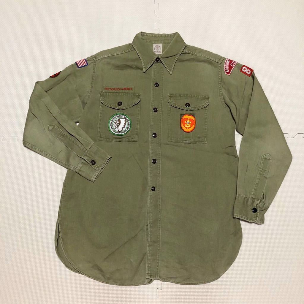 ★ VINTAGE!! ビンテージ 50's 60's ボーイスカウト マチ付 長袖シャツ拍卖