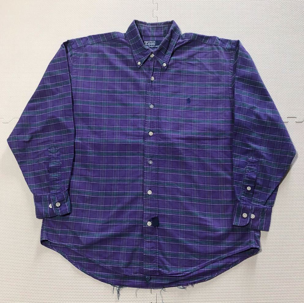 ★ RALPH LAUREN ラルフローレン ボタンダウン 長袖シャツ M 紫拍卖