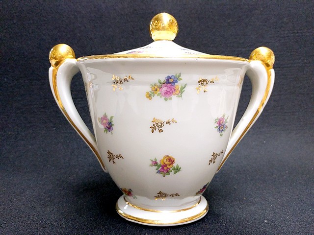 3QV売切!税無し☆アンティーク リモージュ★シュガーポット★小花★金彩★LIMOGES LUCIEN MICHELAUD★現状★現品限り★0917-6拍卖