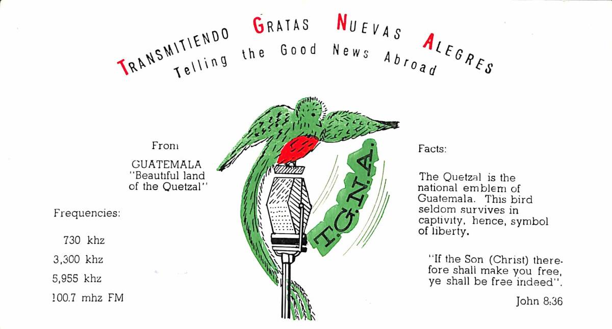 即決★送料込★BCL★入手困難★希少無記名ベリカード★TGNA放送★グアテマラ★中米★1987年 拍卖