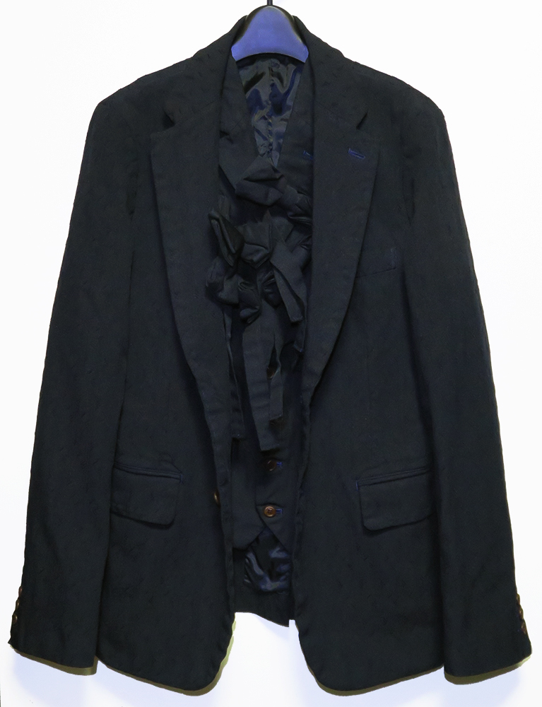 COMME des GARCONS HOMME PLUS 17AW ポリ縮絨リボン付ベストドッキングジャケット S レイヤード コムデギャルソンオムプリュス拍卖