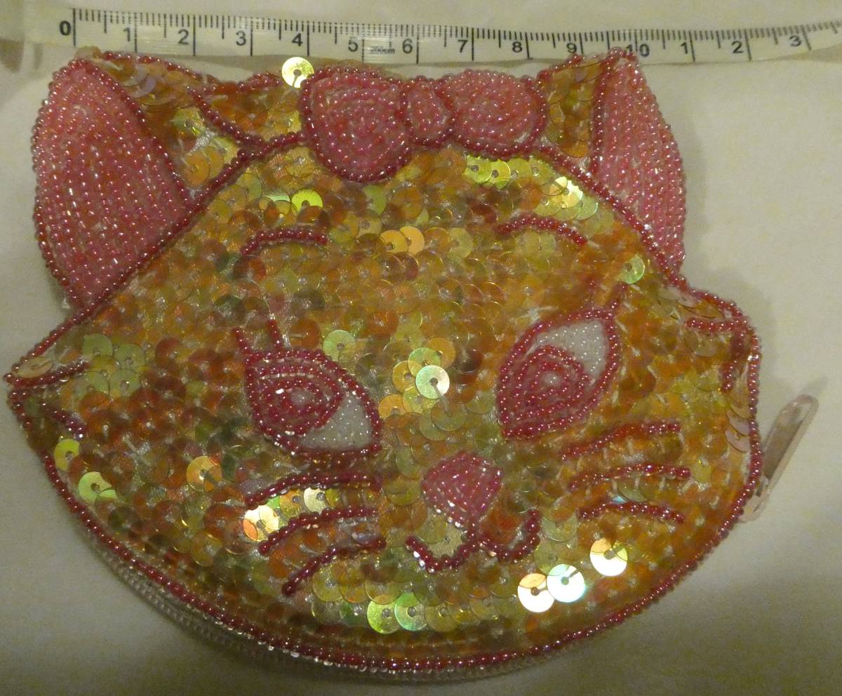 おしゃれキャットマリー スパンコールポーチ コインパース 小物入れ ディズニー ビーズ拍卖